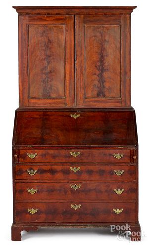 New England painted pine two-part secretary