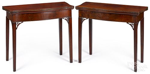 Pair of Rhode Island Chippendale card tables