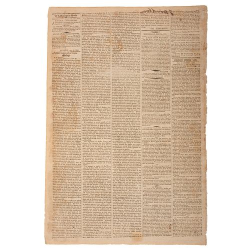 Jefferson's 1806 State of the Union Address and the Return of Lewis & Clark Featured in Boston Newspaper