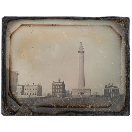 Half Plate Daguerreotype of the Washington Monument, Baltimore, Maryland, Possibly by John Plumbe, Jr. 