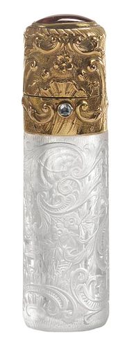 Fine Crystal Engraved Perfume Bottle