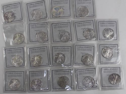19 US Silver Eagle One Dollar Coins