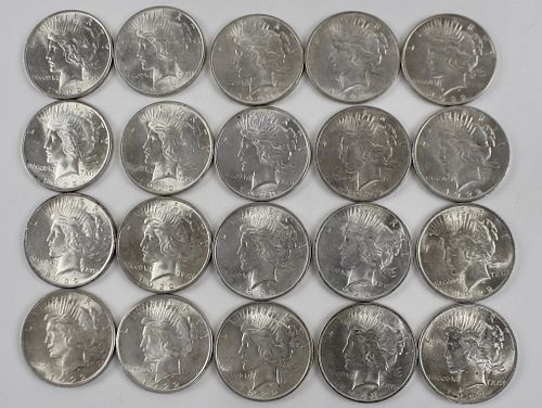 20 US Silver Dollars, 1922, Peace