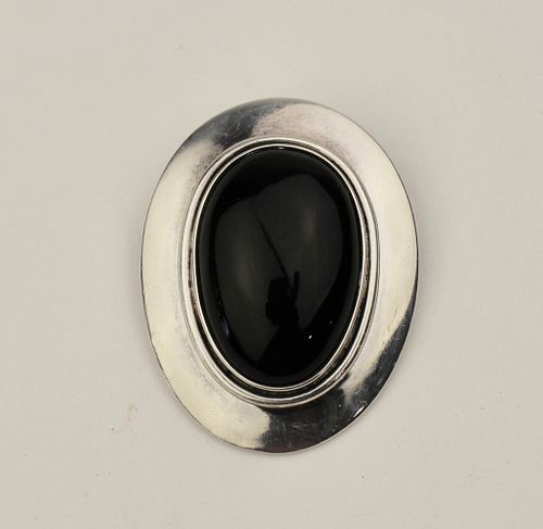 Sterling Taxco Pin/Pendant with Onyx