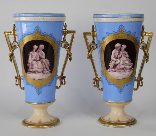 Pair Old Paris Porcelain Vases