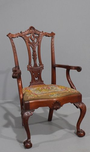 Chippendale Style Mahogany Armchair