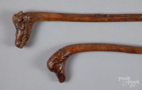 Two carved canes, ca. 1900