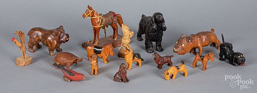 Group of carved animals, early/mid 20th c.