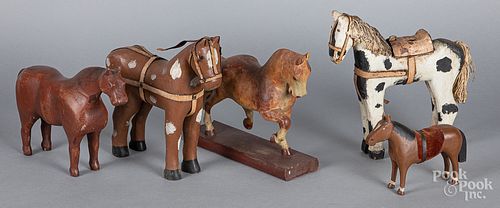 Five carved and painted horses, early/mid 20th c.