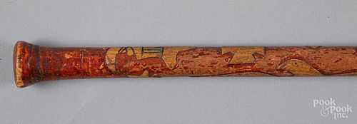 Carved and painted cane, early 20th c.