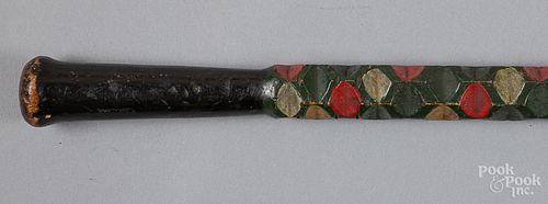 Carved and painted cane, ca. 1900