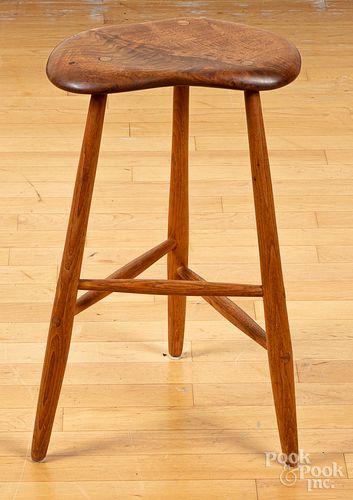 Free-form walnut stool, in the manner of Esherick