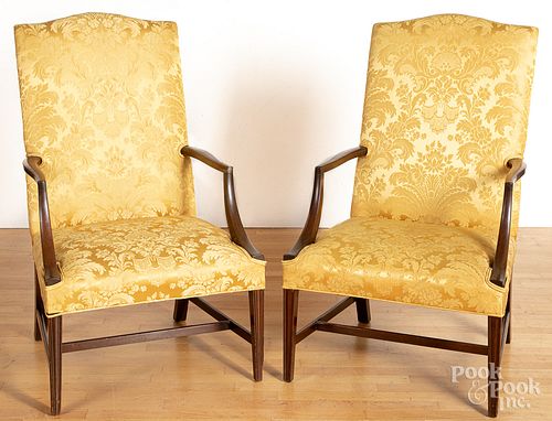 Pair of Federal style mahogany lolling chairs.