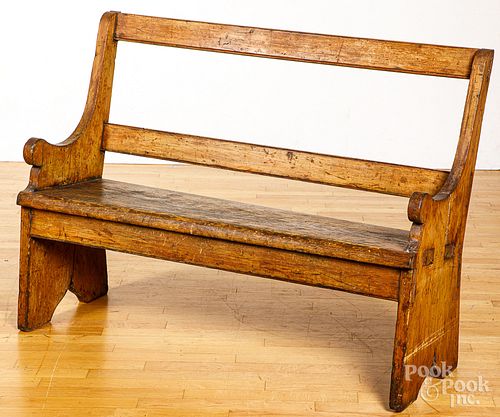Mortised pine bench, 19th c.