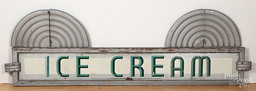 Painted tin and wood art deco Ice Cream sign
