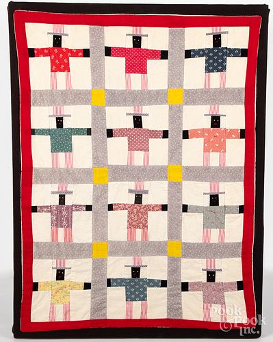 Black Americana Uncle Sam crib quilt, mid 20th c.