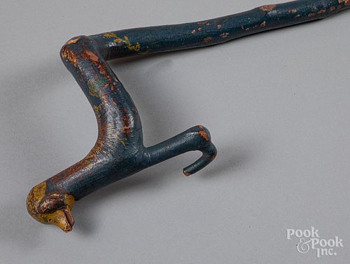 Carved and painted cane, ca. 1900