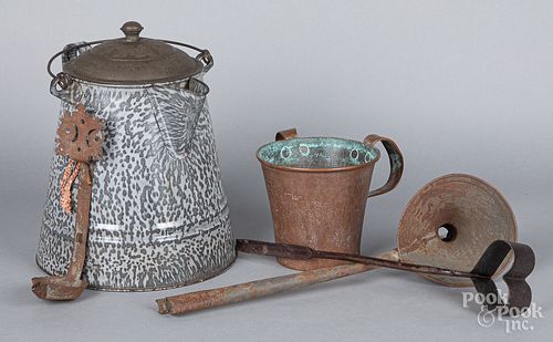 Metalware, to include a grey graniteware coffeepo
