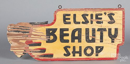 Double sided Elsie's Beauty Shop trade sign
