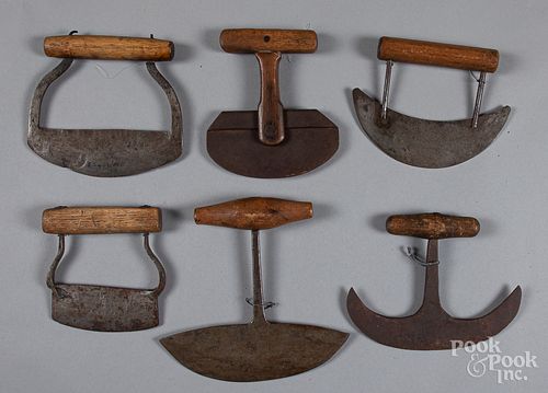 Six early food choppers, 19th c.