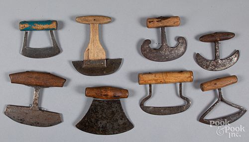 Eight early food choppers, 19th c.