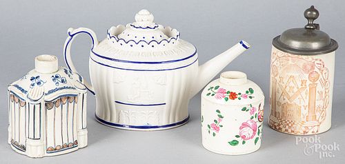 Castleford pottery teapot, 19th c., etc.