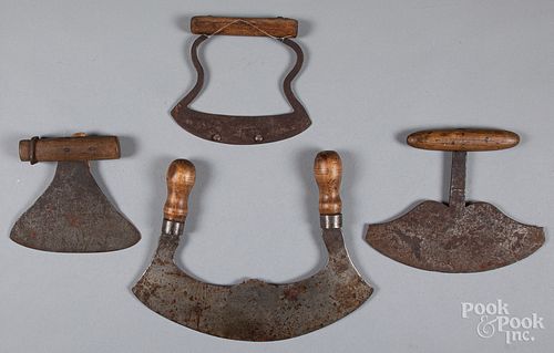 Four early food choppers, 19th c.