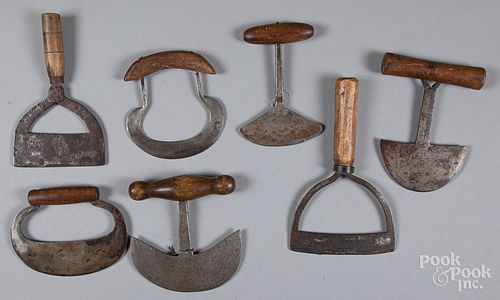 Seven early food choppers, 19th c.
