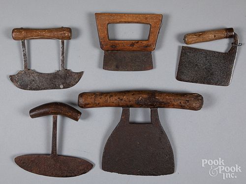 Five early food choppers, 19th c.