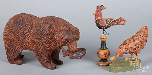 Carved rosewood bear, 20th c.
