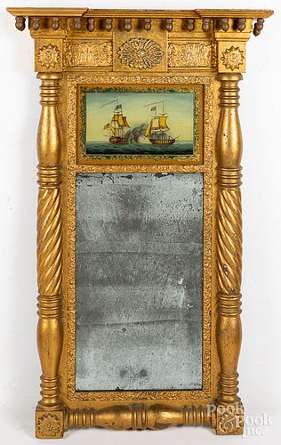 Large Sheraton giltwood mirror, ca. 1820