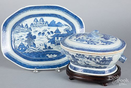 Chinese export porcelain Canton tureen and platte