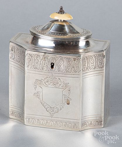 English silver tea caddy, 1796-1797