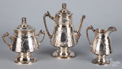English sterling silver three-piece tea service