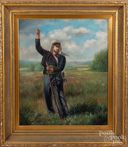 Oil on canvas of a soldier, 20th c.