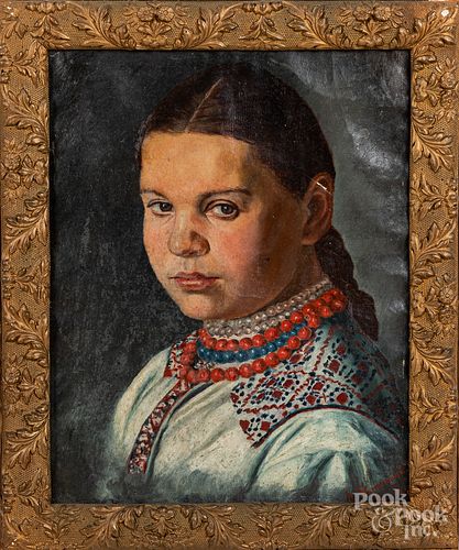 Oil on canvas portrait of a girl