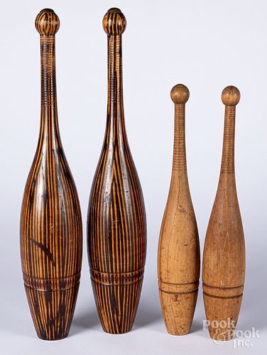 Two pairs of Indian clubs, early 20th c.