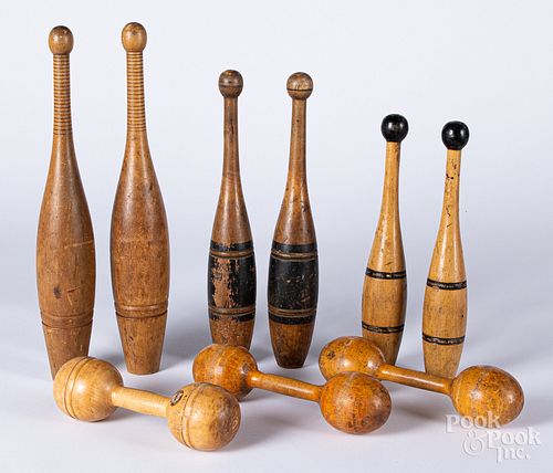 Three pairs of Indian clubs, early 20th c.
