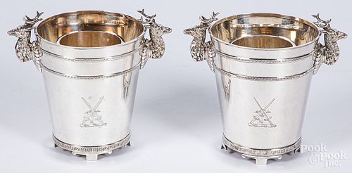 Pair of silver plated wine coolers