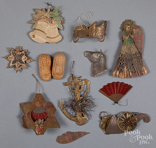 Group of Dresden Christmas ornaments