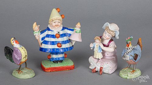 Four German bisque figures