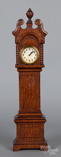 Miniature doll size oak tall case clock