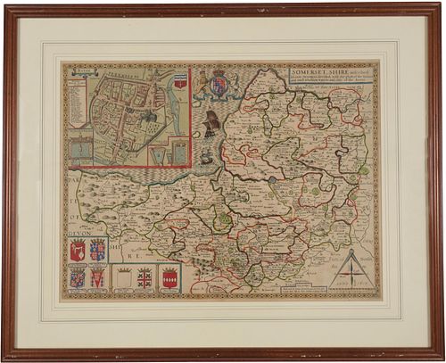 John Speed Map of Somerset Shire Circa 1614