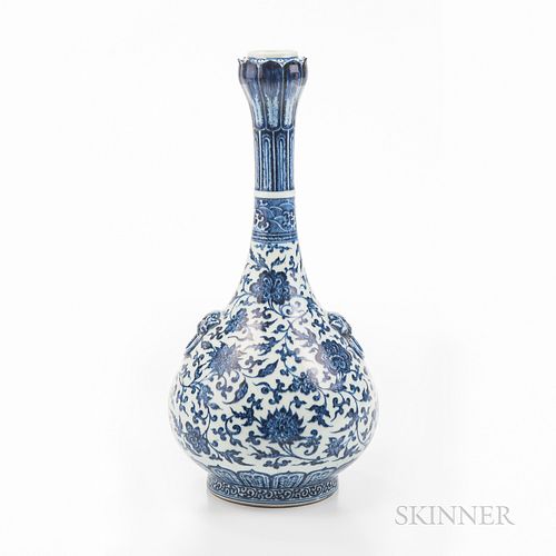 Blue and White Lotus-mouth Bottle Vase