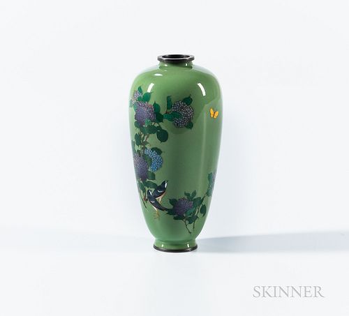 Small Olive Green Cloisonné Vase