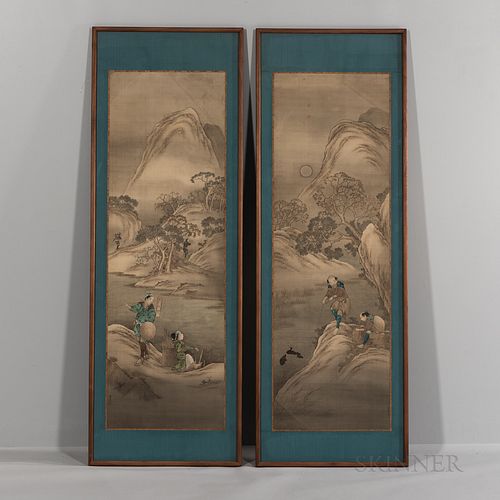 Katsushika Isai (1821-1880), Pair of Paneled Paintings