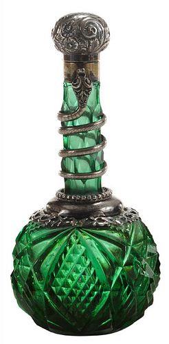 Small Emerald Cut Glass Perfume Bottle