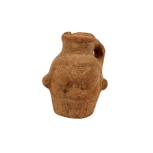 Ancient Egyptian Terracotta Vessel in the Form of Bes; Roman Period