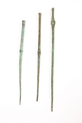 Lot of 3 Ancient Roman Bronze Needles c.1st century AD. 