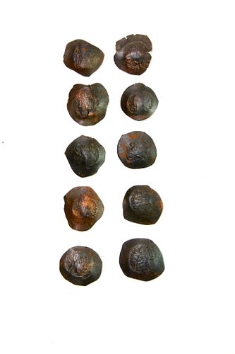 Lot 10 Ancient Byzantine Bronze aspron trachy coins